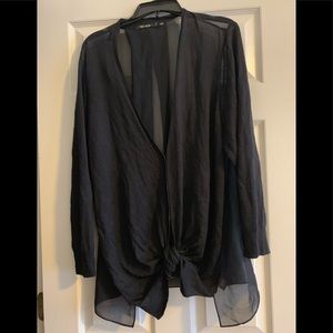 NIC+ZOE NAVY BLUE SHEER BLOUSY CARDIGAN